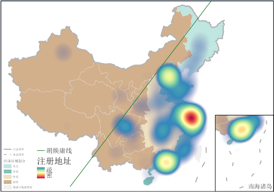 热力图和胡焕庸线绘制